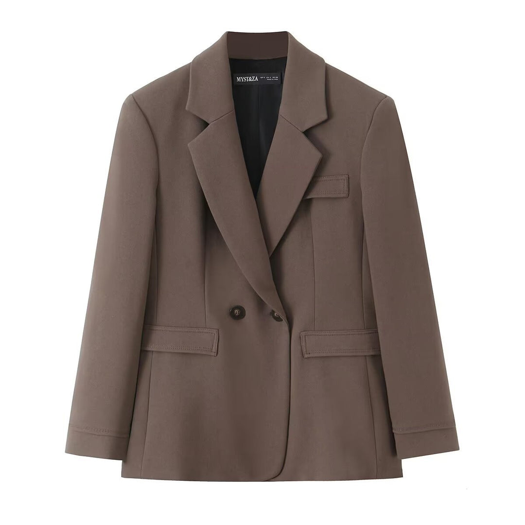 Damen Tailliertes zweiteiliges Blazer- und Bundfaltenhose-Set Echo Archiv