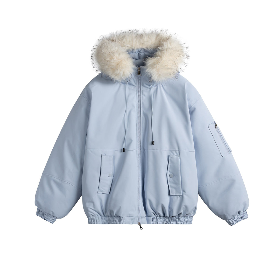 Damen Oversize-Parka im Bomberstil mit abnehmbarer Kunstfellkapuze Echoarchiv