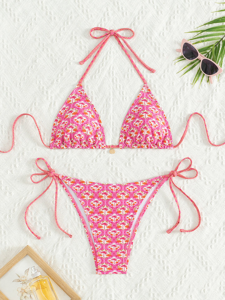 Damen Triangel-Bikini mit verspieltem Palmenmuster Echo Archiv