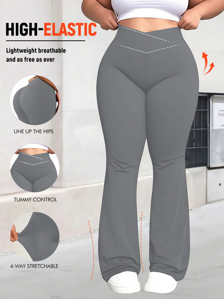 Damen taillenhohe Shaping Bootcut-Leggings mit Bauchkontrolle und 4-Wege-Stretch echoarchiv-