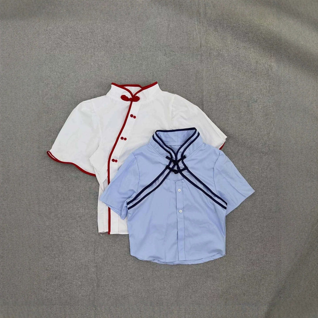 Damen Elegante Chiffon-Bluse mit Stehkragen und Rüschendetails Echo Archiv