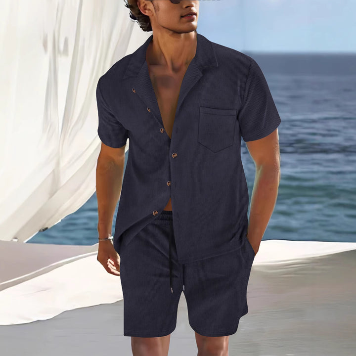 Herren lässiges Kurzarm-Hemd mit passender Shorts Echoarchiv
