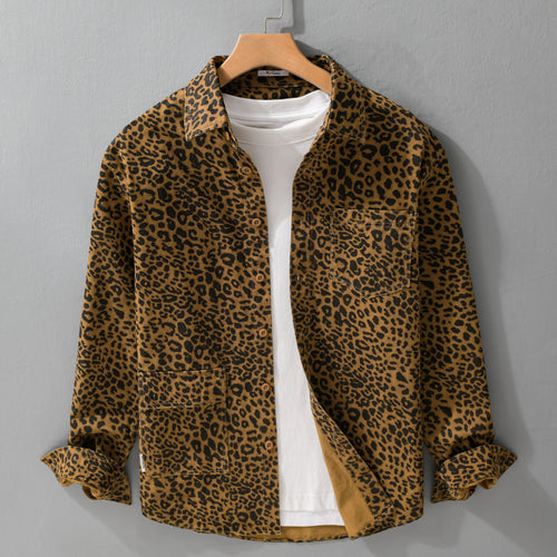 Damen Oversized Hemdjacke im Leo‑Design mit aufgesetzten Taschen Echoarchiv