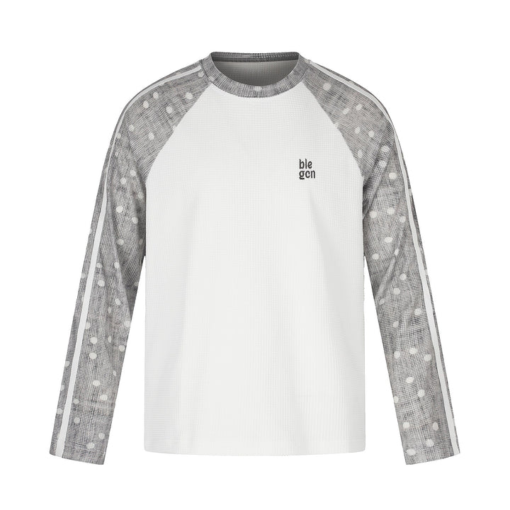 Unisex Waffelstruktur-Sweatshirt mit transparenten Kontrastärmeln, Raglan und Seitenstreifen Echoarchiv
