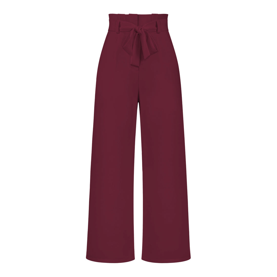 Damen hochtaillierte Paperbag-Hose mit weitem Bein und Taillengürtel – Avérine