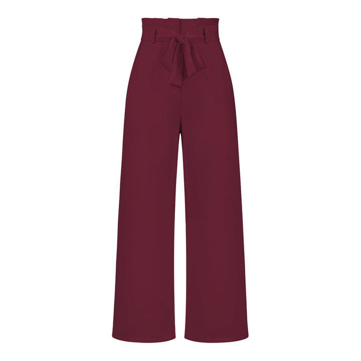 Damen hochtaillierte Paperbag-Hose mit weitem Bein und Taillengürtel – Avérine