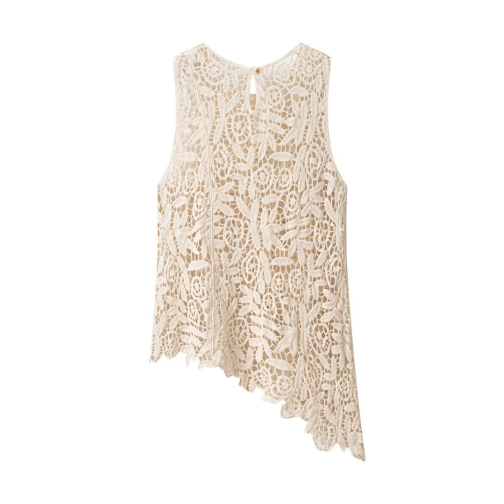 Damen Spitzenoberteil mit asymmetrischem Saum und floralen Mustern Echo Archiv
