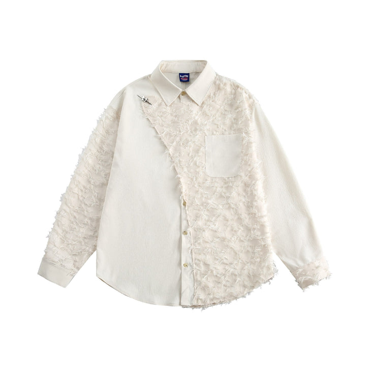 Damen Blusen-Overshirt mit flauschiger Fransenstruktur und Kentkragen Echoarchiv