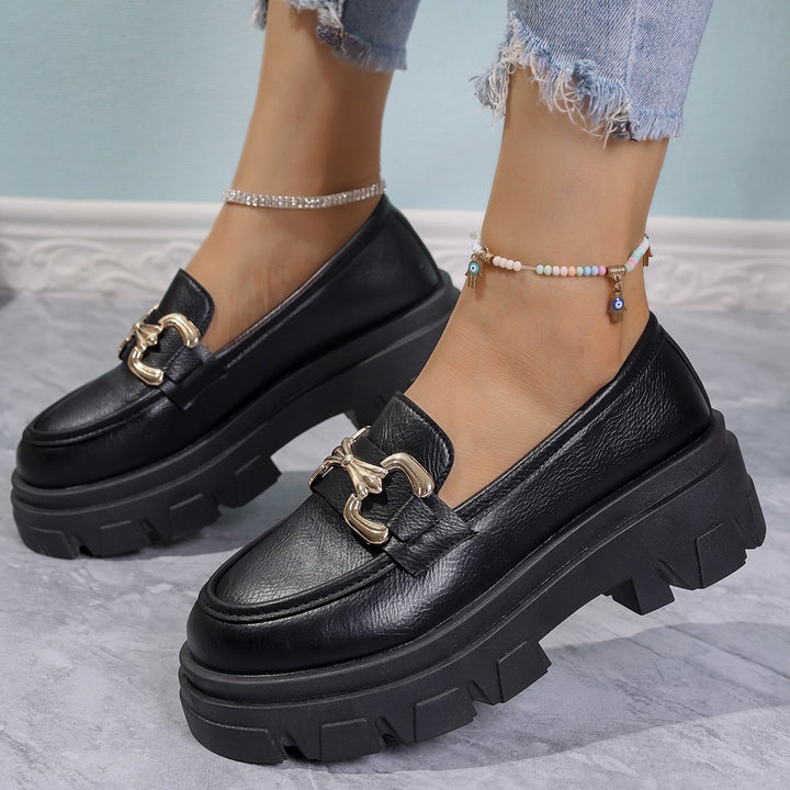 Damen nan Chunky Loafer mit profilierter Plateau‑Laufsohle und goldfarbener Zierspange Echo Archiv