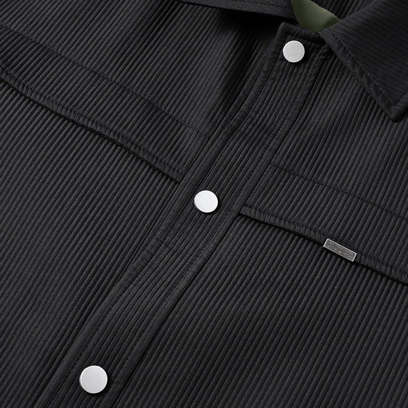 Herren Cord-Überhemdjacke mit Druckknopffront, durchgehendem Futter & Relaxed-Schnitt Echoarchiv