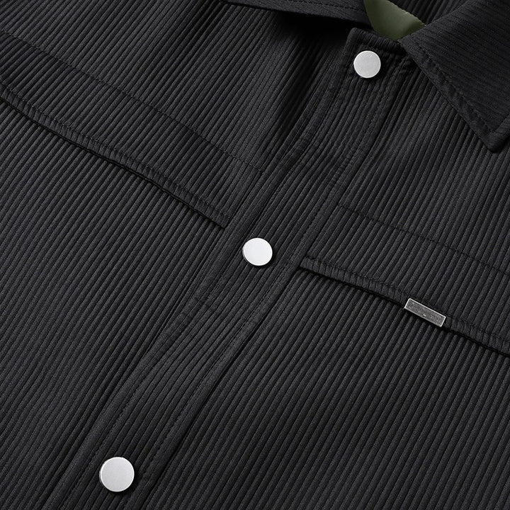 Herren Cord-Überhemdjacke mit Druckknopffront, durchgehendem Futter & Relaxed-Schnitt Echoarchiv