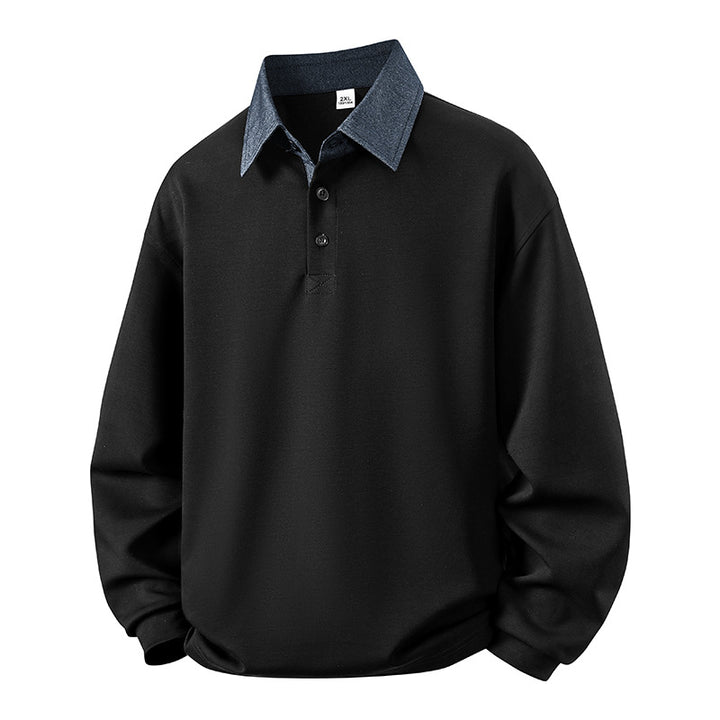 Herren Oversized Sweatshirt mit kontrastierendem Hemdkragen und Polo-Platz – Marzano