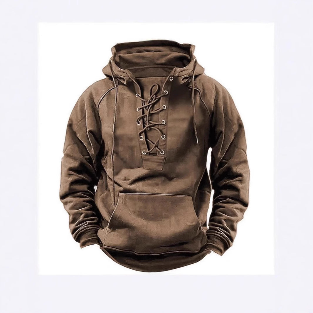 Herren Kapuzenpullover mit innovativem Schnürdesign und weichem Innenfutter Echoarchiv