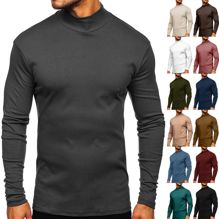 Herren Langarmshirt mit Stehkragen aus hochwertigem Material – Arvello