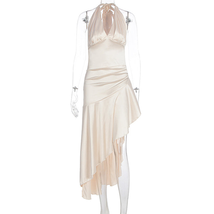 Damen elegantes Wickelkleid mit asymmetrischem Schnitt und Halterhals Echo Archiv