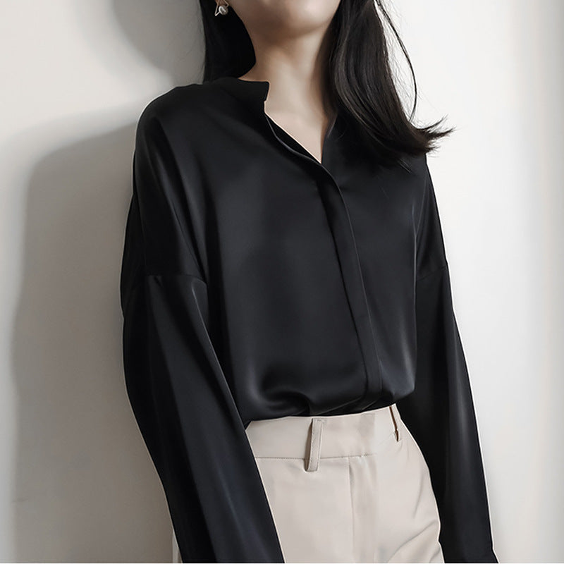 Damen Elegante Bluse aus hochwertigem Satin Echoarchiv