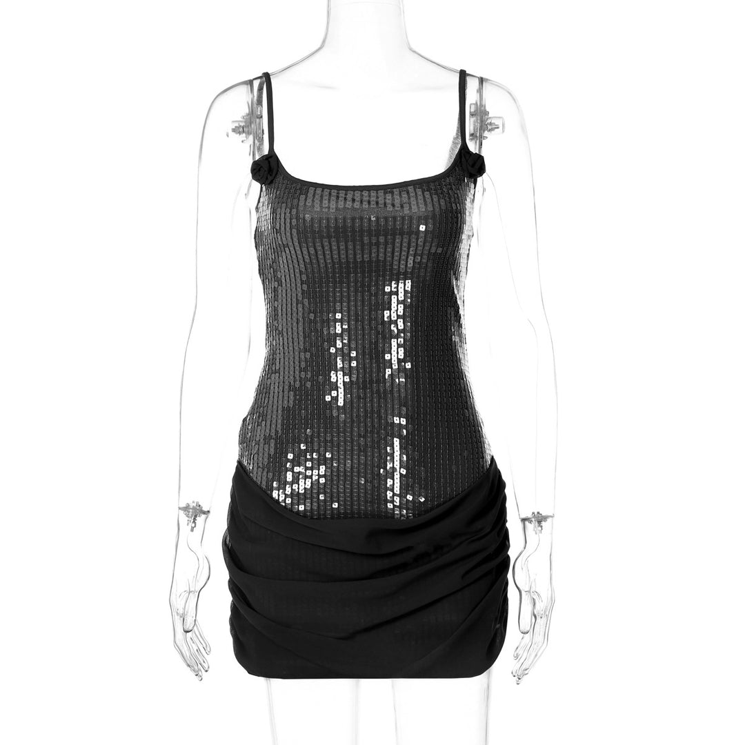 Damen Elegantes Minikleid mit Pailletten und Raffungen Echo Archiv