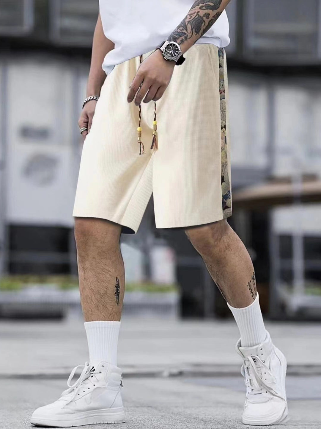 Herren lässige Shorts mit kontrastierenden seitlichen Mustern Echoarchiv
