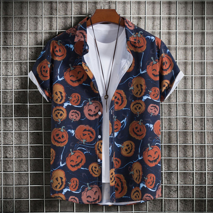 Herren Kurzarmhemd mit fröhlichem Halloween-Motiv Echoarchiv