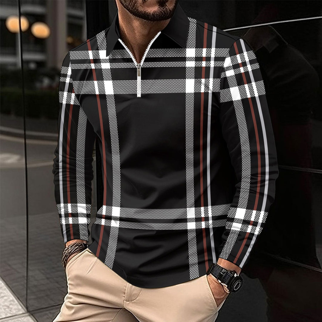 Herren Langarmshirt mit modernem Reißverschluss Echoarchiv