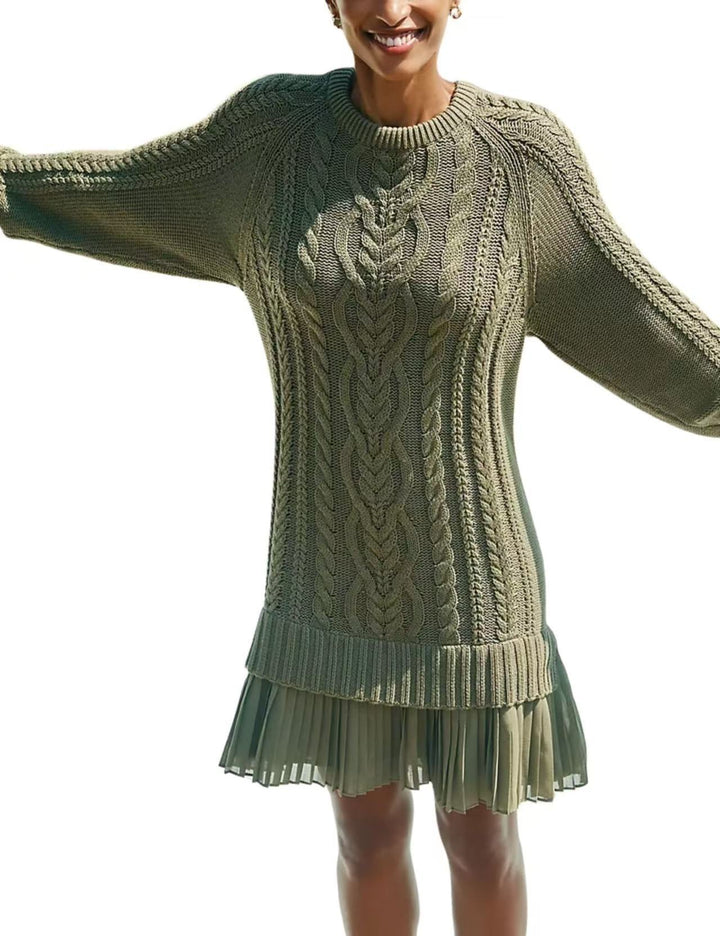 Damen nan Kabelstrick-Pullover mit Tunika-Schnitt, Zopfmuster und Rippbündchen Echo Archiv
