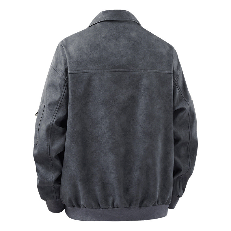 Herren Stilvolle Kunstlederjacke mit hohem Kragen Echo Archiv