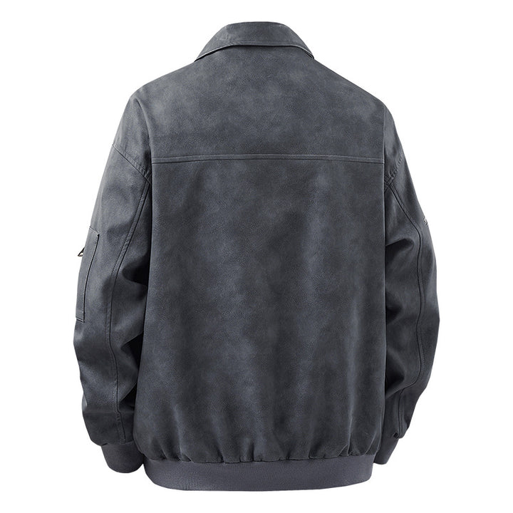 Herren Stilvolle Kunstlederjacke mit hohem Kragen Echo Archiv