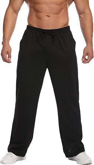 Herren locker fallende Loungehose aus softem Jersey mit Kordelzug, elastischem Bund und geradem Bein – Sorevano