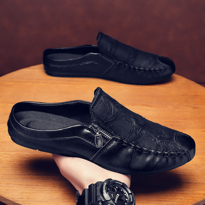 Herren Mokassin-Slipper aus Leder mit seitlichem Reißverschluss und gepolstertem Fußbett – Tavélo