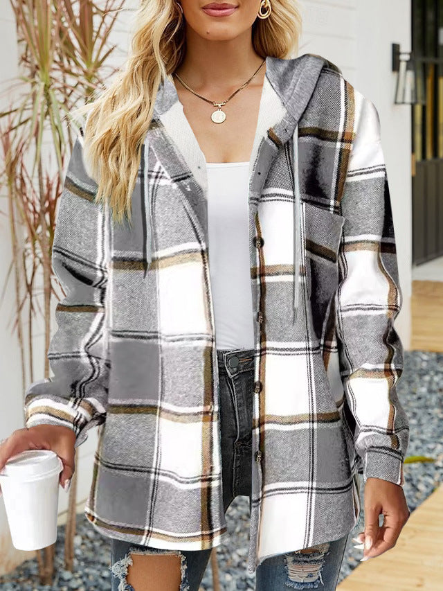 Frauen Oversized Hoodie mit Druckknopfverschluss und Kontrastbesatz – Auréline