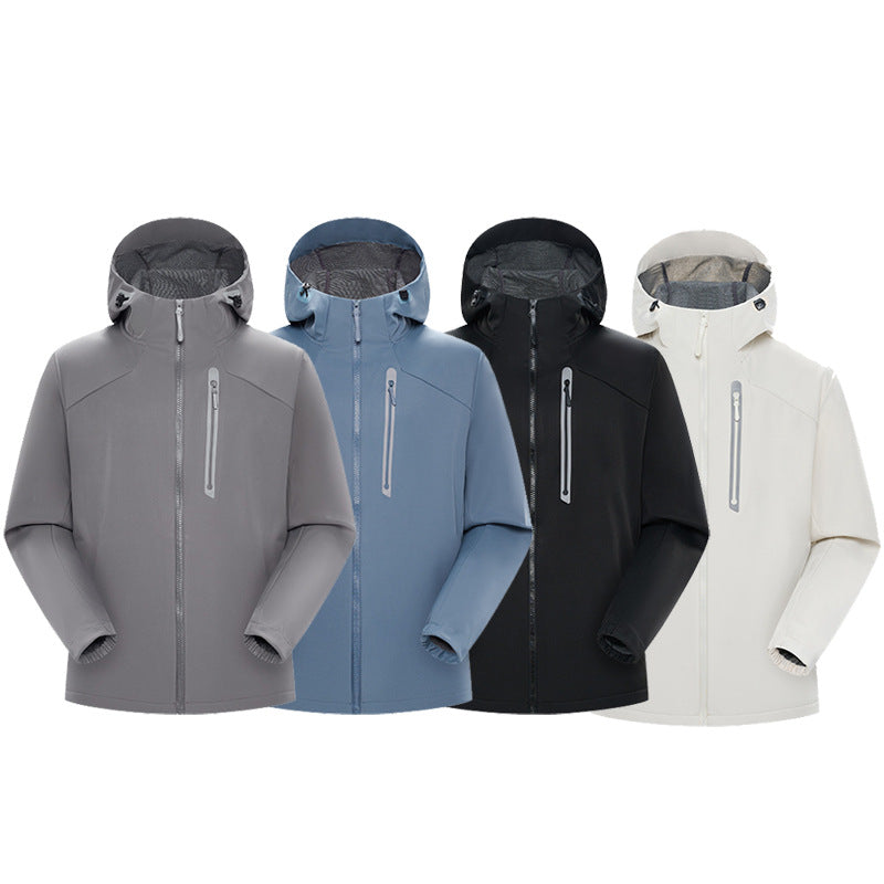 Herren Wasserdichte Softshell-Outdoorjacke mit verstellbarer Kapuze, verschweißten Reißverschlüssen und reflektierender Brusttasche Echo Archiv