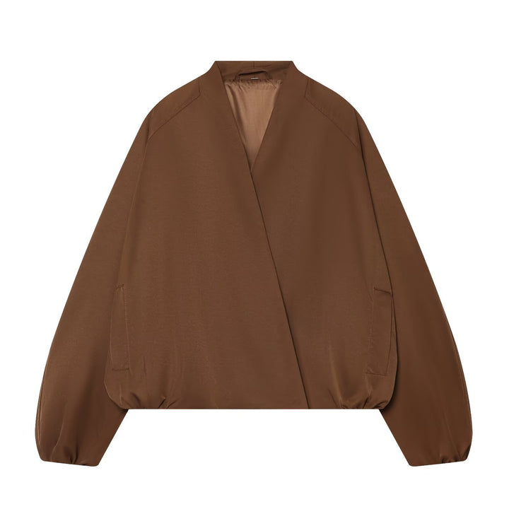 Damen Cropped Kimono-Jacke mit überschnittenen Ärmeln und elastischem Bund Echo Archiv