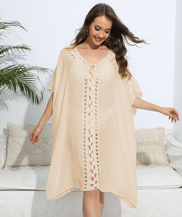 Damen luftiger Kaftan mit filigranem Häkelmuster Echo Archiv