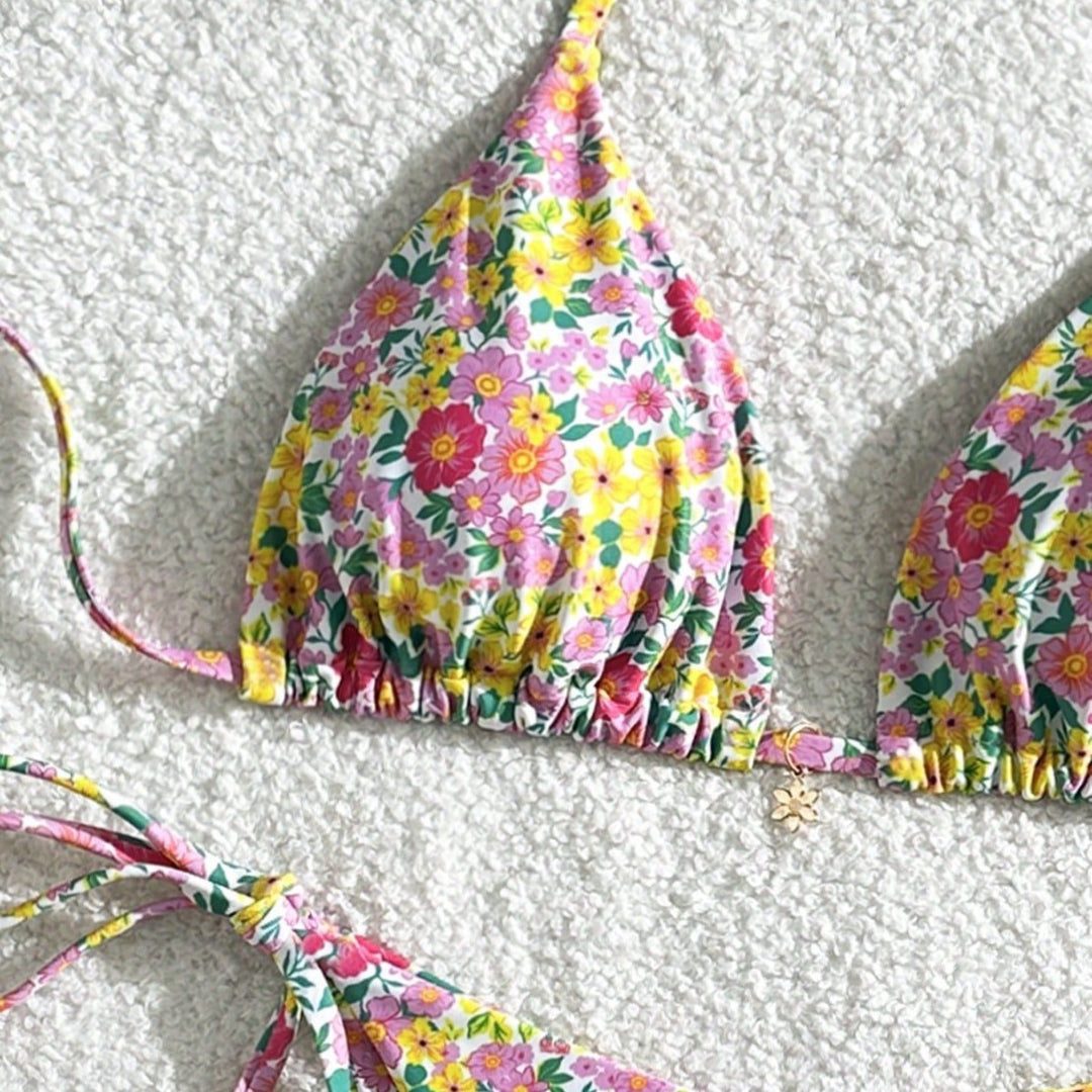 Damen Triangel-Bikini mit verspieltem Blumendesign Echo Archiv