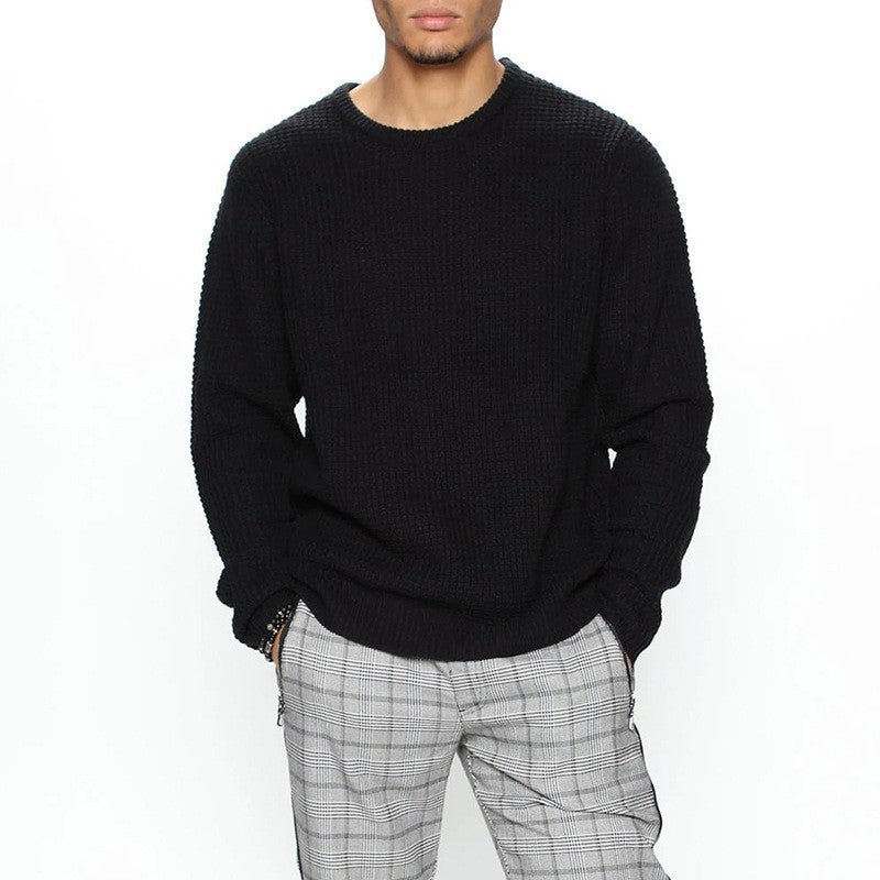 Herren lässiger Strickpullover mit weitem Schnitt und atmungsaktiver Struktur Echoarchiv