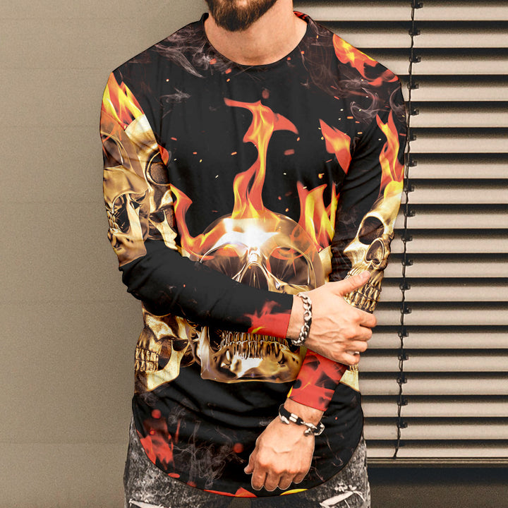 Herren Langarmshirt mit gruseligem Halloween-Motiv Echoarchiv