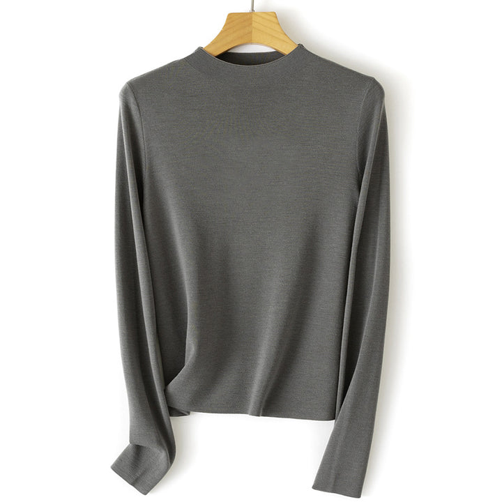 Damen Feinstrick-Pullover mit kurzem Stehkragen und schmaler Silhouette Echoarchiv