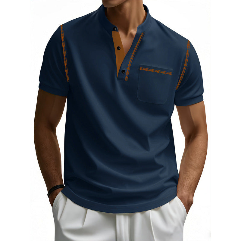 Herren Polo-Shirt mit modischem Henley-Kragen und praktischer Brusttasche Echoarchiv