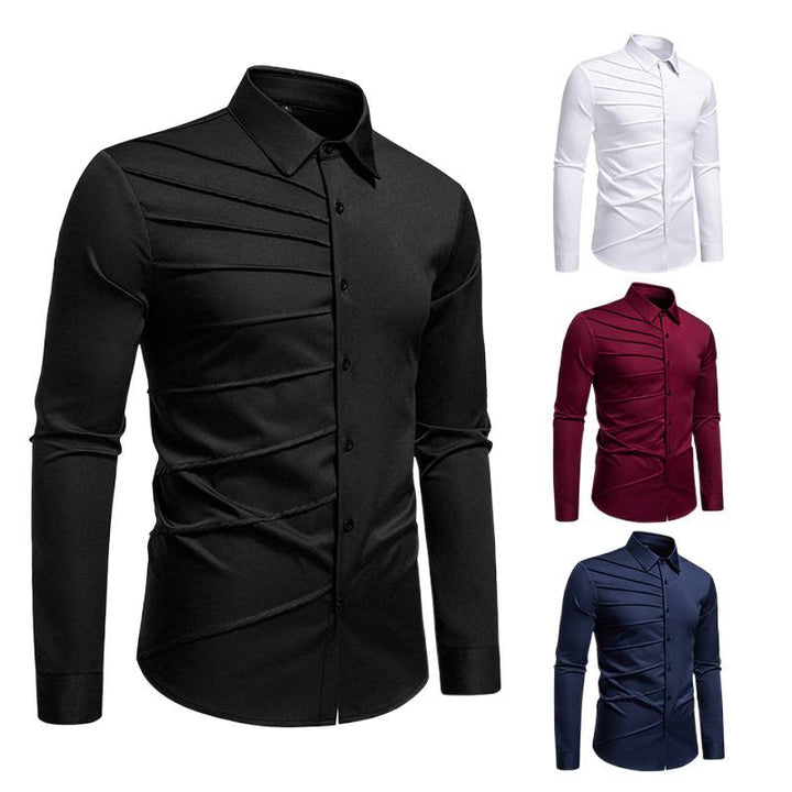 Herren Modisches Langarmhemd mit strukturiertem Design Echoarchiv