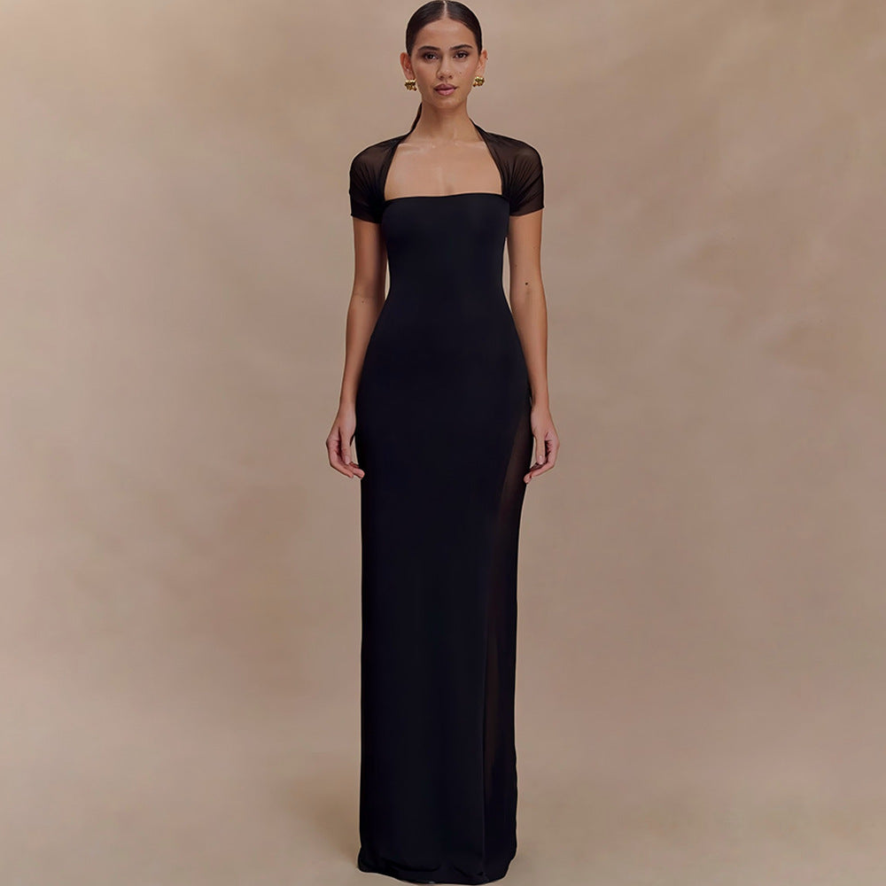 Damen elegantes Maxikleid mit schulterfreier Raffungen Echo Archiv