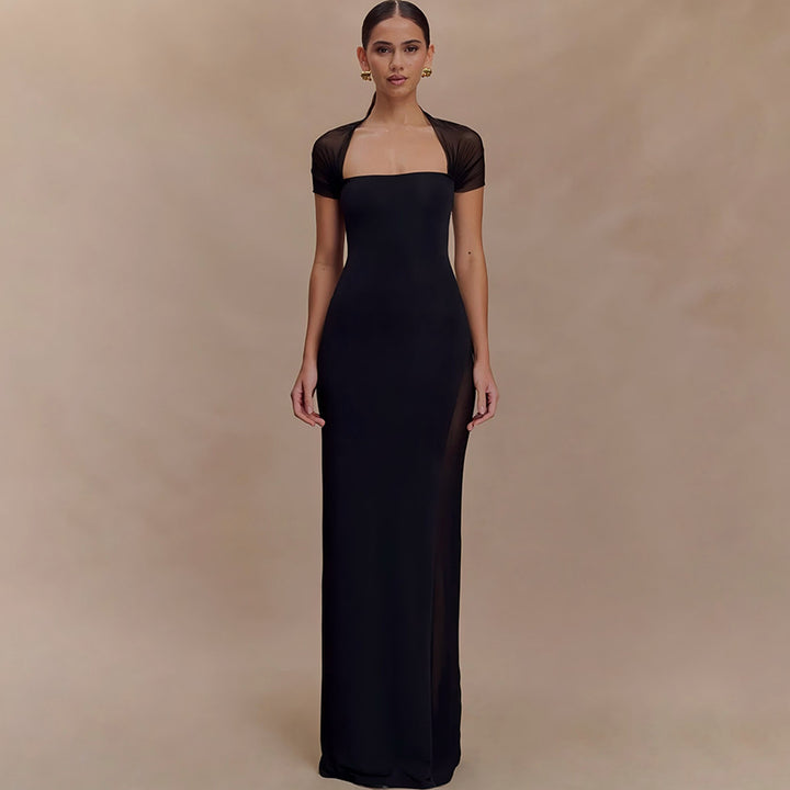 Damen elegantes Maxikleid mit schulterfreier Raffungen Echo Archiv