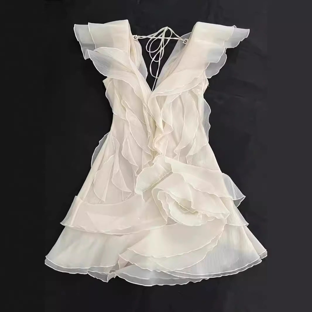 Damen Off-Shoulder Minikleid mit voluminösen Rüschen Echo Archiv