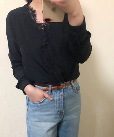 Damen Elegante Bluse mit Spitzenverzierung Echoarchiv