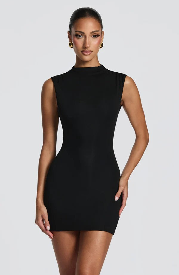 Damen Enganliegendes Stretch-Minikleid mit hohem Kragen Echo Archiv