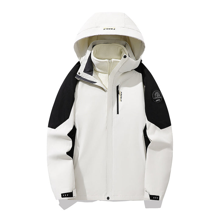 Herren nicht wasserdichte dreiteilige Winterjacke mit abnehmbarem Kapuze und Fleece-Innenjacke – Marzano