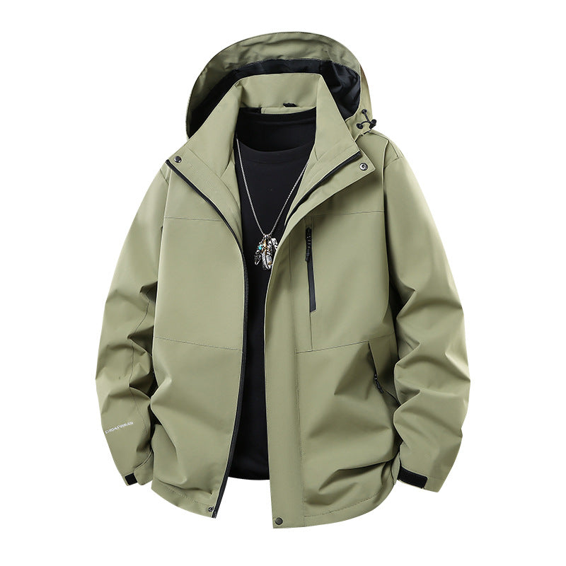 Herren Technische Softshell‑Regenjacke mit verschweißten Nähten, verstellbarer Kapuze und wasserabweisenden Reißverschlüssen Echo Archiv