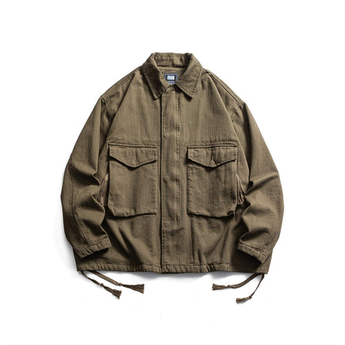 Herren Boxy-Utility-Blousonjacke aus Canvas mit aufgesetzten Pattentaschen und Kordelzugsaum Echoarchiv