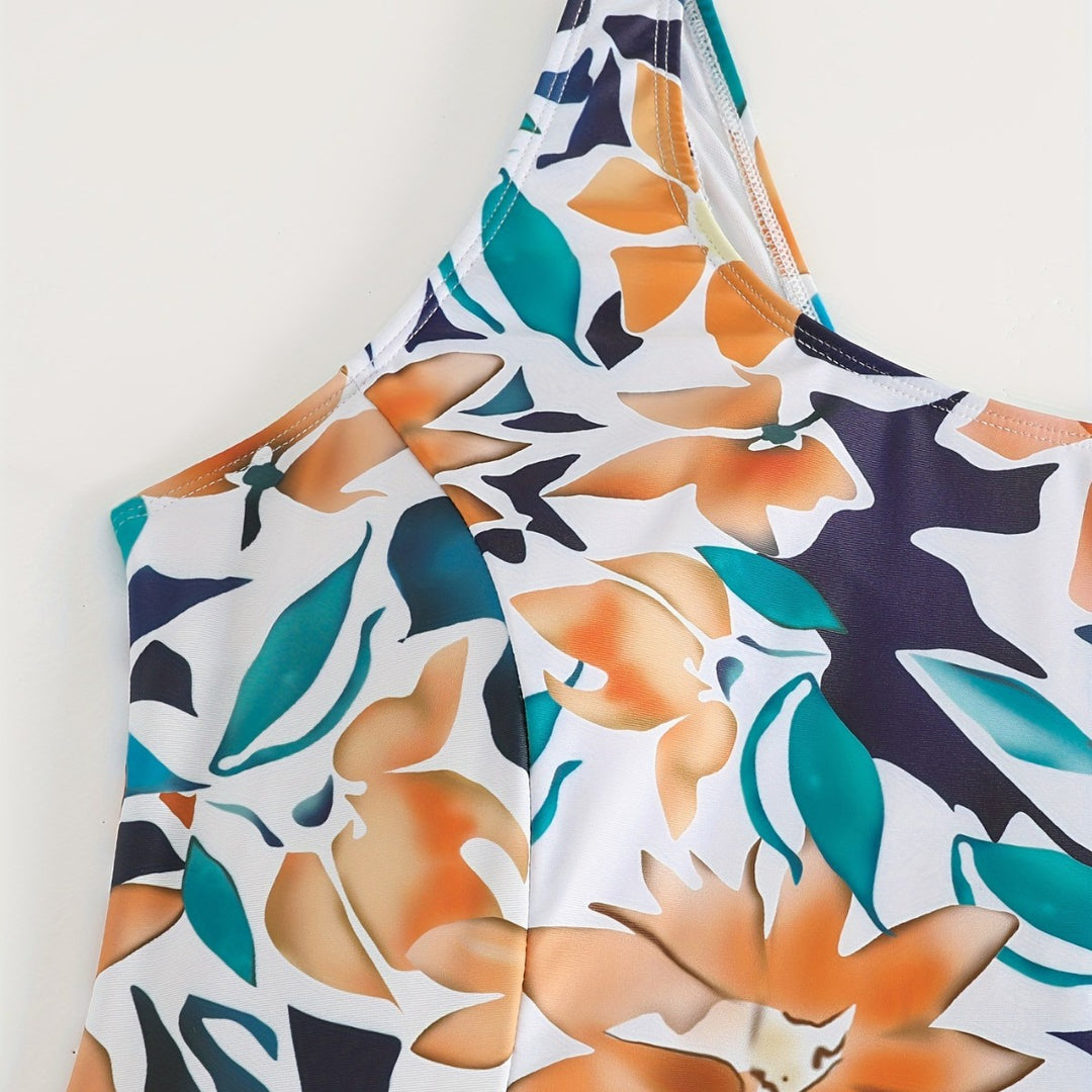 Damen Badeanzug Set mit floralem Design und leichtem Rock Echo Archiv