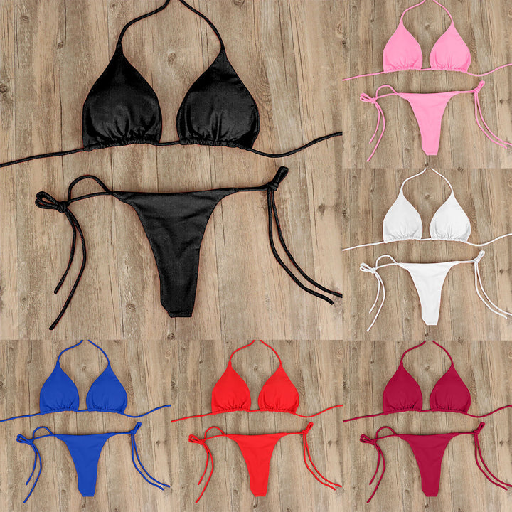 Damen Triangel-Bikini mit feinem Stoff und regulierbaren Schnürdetails Echo Archiv