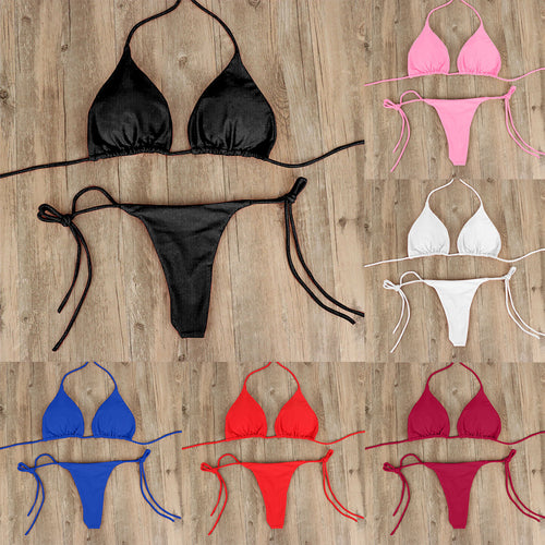Damen Triangel-Bikini mit feinem Stoff und regulierbaren Schnürdetails Echo Archiv